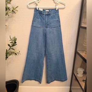 Wide Leg Blue Denim Jeans